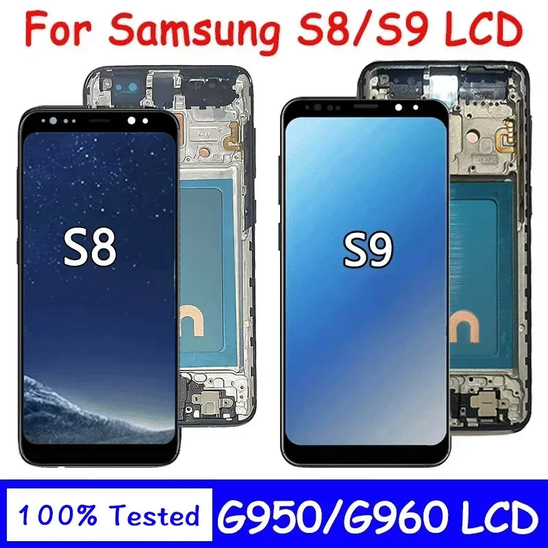 Display LCD touchscreen con telaio per Samsung S8 G950 G950F SM-G950FD e Samsung S9 G960 SM-G960F, nuovo e testato al 100%.