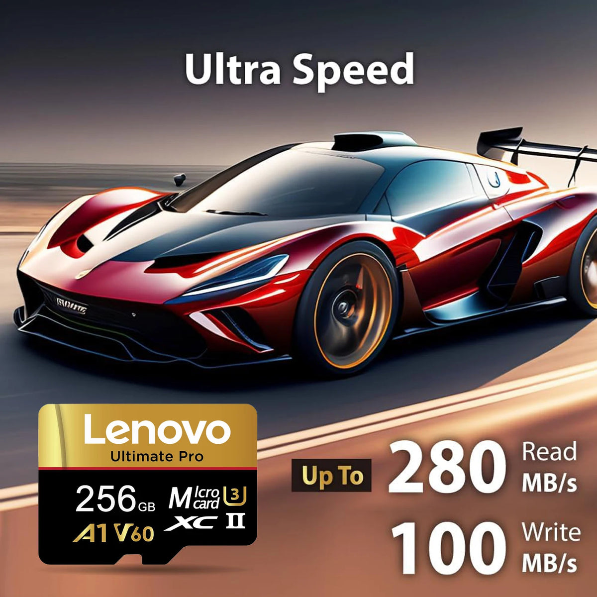 Scheda di memoria Micro SDXC TF Lenovo, alta velocità di trasferimento, UHS-I C10 U3, 64 GB, 128 GB, 256 GB, 512 GB, 1 TB, per PC, laptop e telecamere di sorveglianza.
