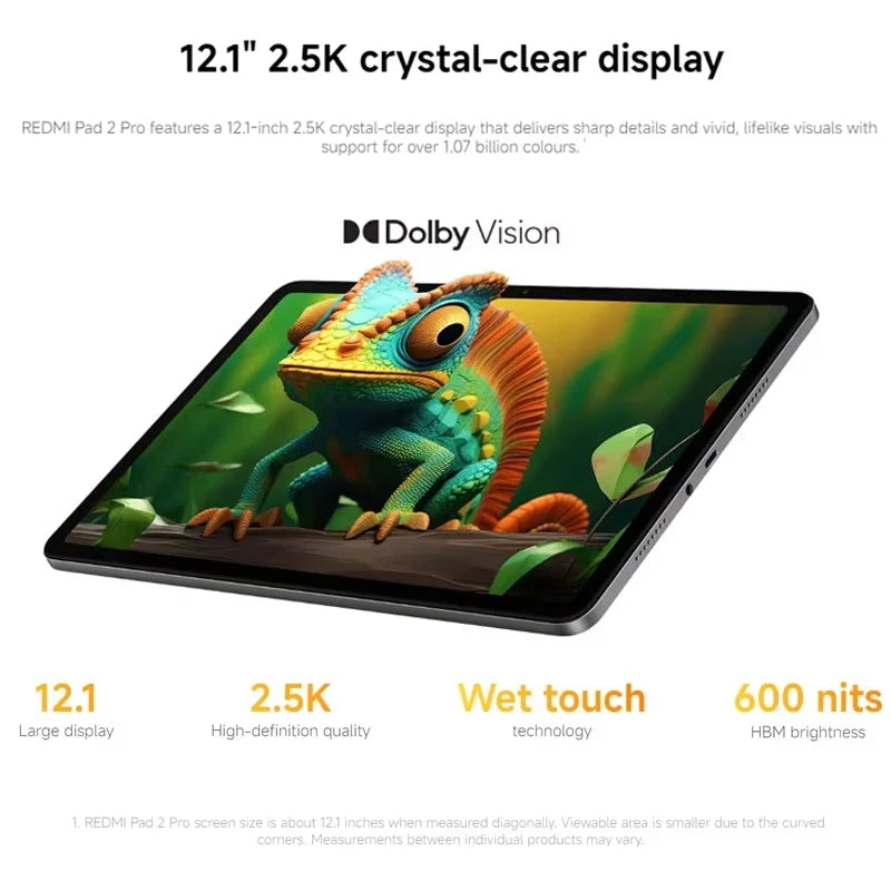 Xiaomi Redmi Pad 2 Pro Versione Globale, Tablet con Display 2.5K da 12,1", Batteria da 12000mAh, Snapdragon 7s Gen 4, Tablet Wi-Fi 6