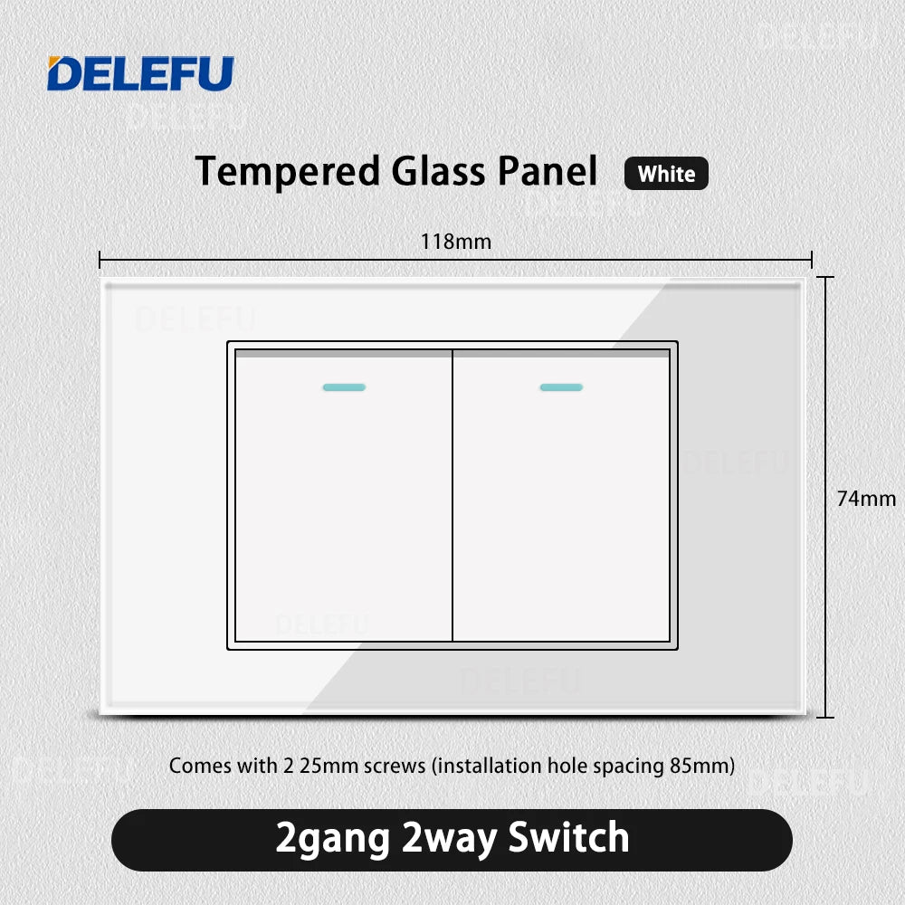 DELEFU Presa a Muro in Vetro Temperato Bianco Italia USB Tipo C Ricarica Rapida Interruttore Schuko TV Satellitare Citofono Cile