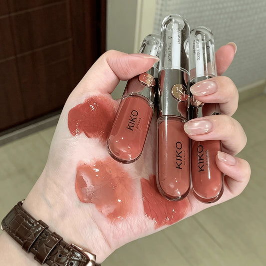 KIKO Milano: rossetto trasparente bicolore, a lunga tenuta, resistente alle sbavature, con un'elevata concentrazione di pigmenti e disponibile in finiture opache e lucide.