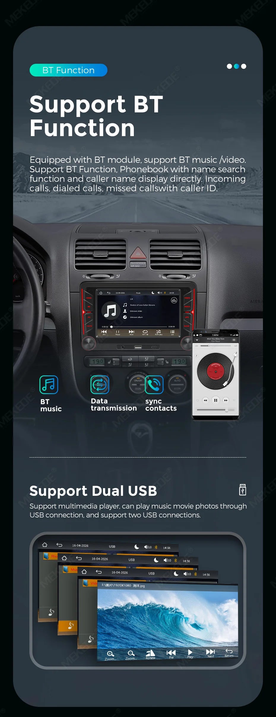 MEKEDE Sistema Multimediale con Navigazione GPS, CarPlay Wireless e Android Auto da 7/9 pollici per Volkswagen Passat B6 B7 Golf 5 6 Polo CC T5 SEAT Altea Toledo Leon Skoda Combi Yeti Superb