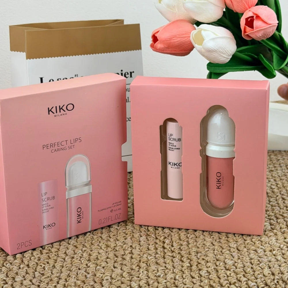 KIKO Milano Set per la cura delle labbra Perfect Lips: stick esfoliante per labbra, crema volumizzante per labbra, crema idratante per labbra, esfoliazione delicata, rimozione delle cellule morte, cura idratante delle labbra.
