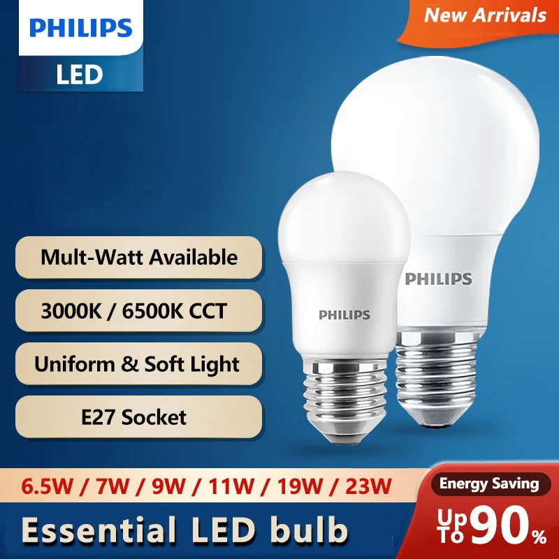 Philips Essential Lampadine LED E27 5W 7W 9W 11W 13W 15W 19W 23W 3000K/6500k Luce bianca 220V-240V Lampade da interno LED originali Economia