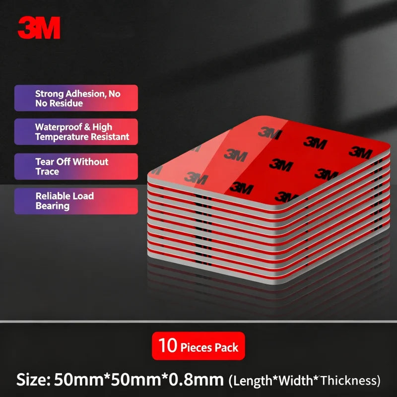 3M 10 pezzi 5108 Nastro biadesivo quadrato/rotondo, adesivo per fissaggio forte, nastro ad alta viscosità senza tracce, nastro speciale per fissaggio auto