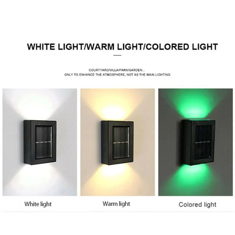 Faretti solari su e giù per esterni, lampada da parete stradale Lampada solare ad energia solare Lampada solare impermeabile decorativa da giardino