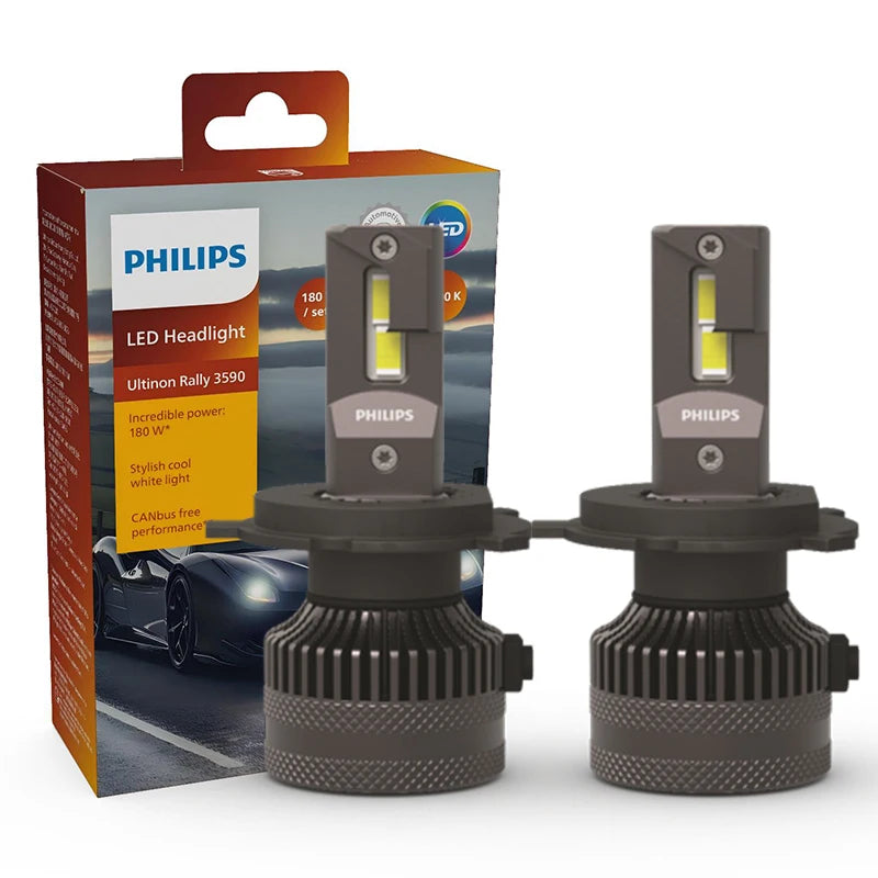 Philips LED 15000lm Ultinon Rally 3590 H4 H7 H8 H11 HB3 HB4 H19 HIR2 H1 Faro per auto 6500K Bianco Potenza massima 180W 12V 4200K U359N