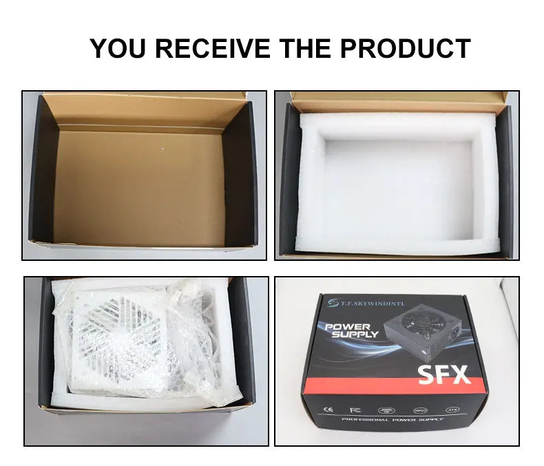 Alimentatore SFX completamente modulare da 600W, design compatto per case Mini-ITX SFF, ventola silenziosa da 90mm, tensione ampia 90-265V, per sistemi PC gaming compatti.