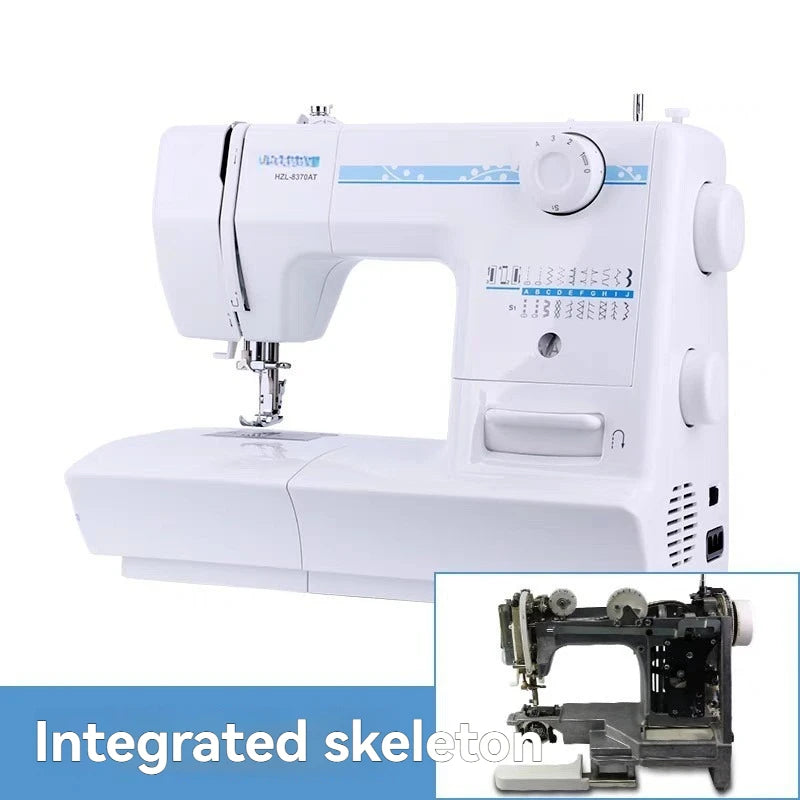 Macchina da cucire elettrica da tavolo per uso domestico, 19 punti preimpostati, funzione overlock e cucitura a bottoni, avvita automaticamente il filo, adatta per tessuti spessi.