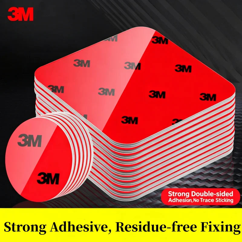 3M 10 pezzi 5108 Nastro biadesivo quadrato/rotondo, adesivo per fissaggio forte, nastro ad alta viscosità senza tracce, nastro speciale per fissaggio auto