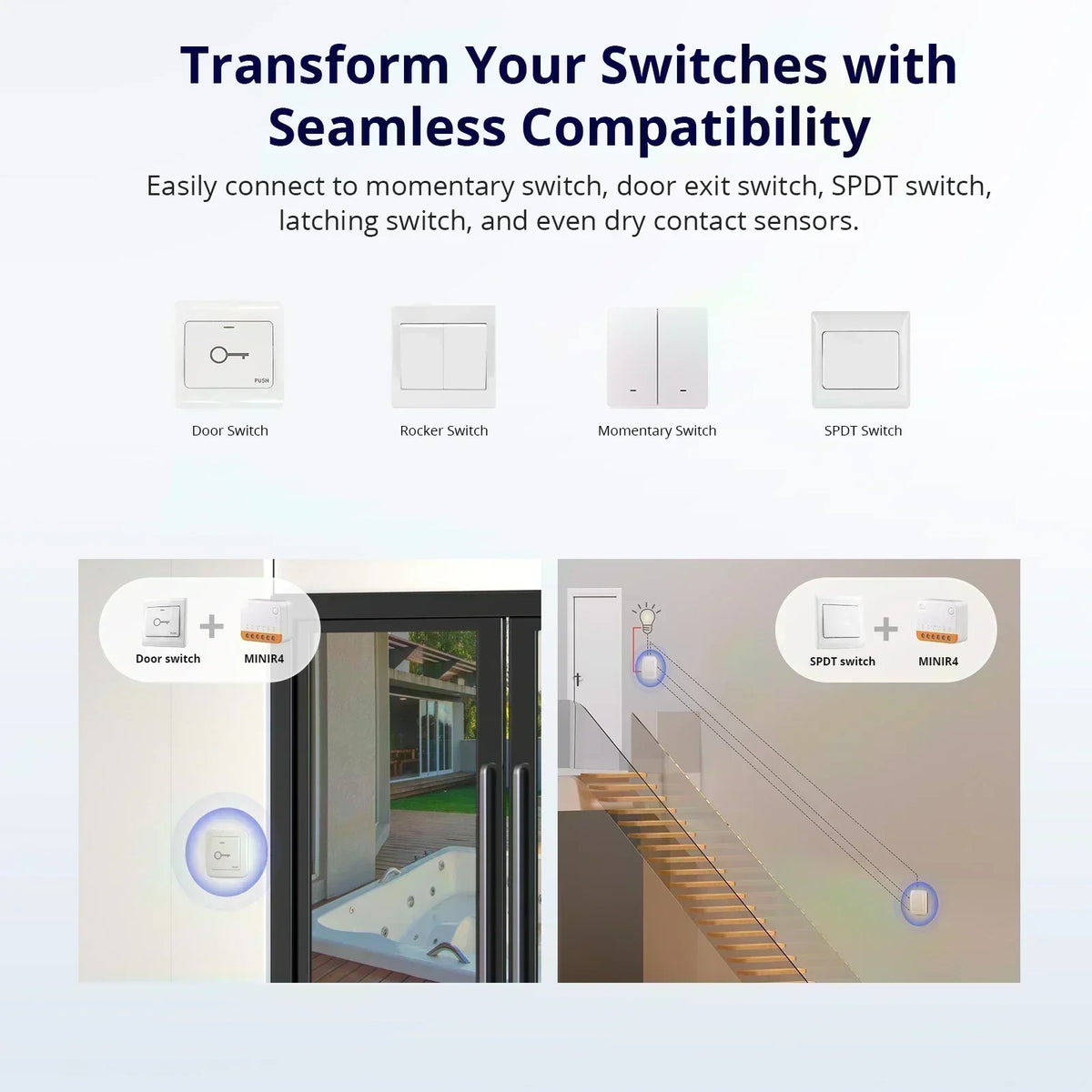 Sonoff Mini R4 Extreme Sonoff Minir4 Wifi Smart Switch Mini Sonoff R4 Telecomando a 2 vie Relè di staccare Smart Home Modlue