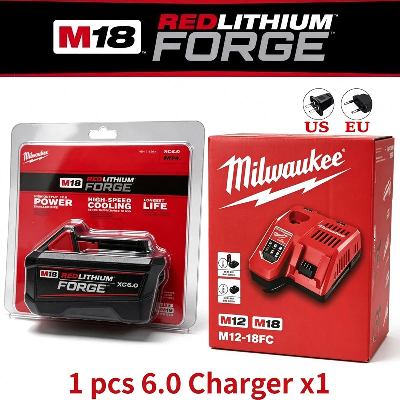 Milwaukee 100% M18 REDLITHIUM FORGE 6.0 Batteria – Ioni di Litio Standard, 18V, 48-11-1861 Per Tutti gli Utensili Elettrici a Batteria della Serie M18