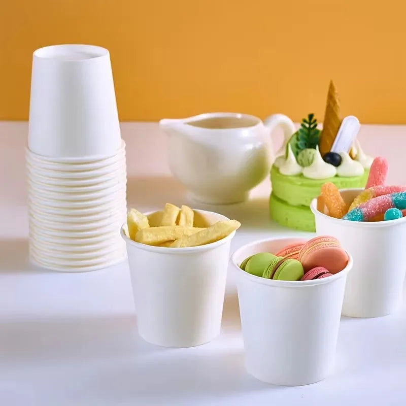 50/100PCS Bicchieri di carta usa e getta piccoli, perfetti per le caffetterie in ufficio, ristoranti, picnic, degustazione di succo di caffè, bevande calde e fredde