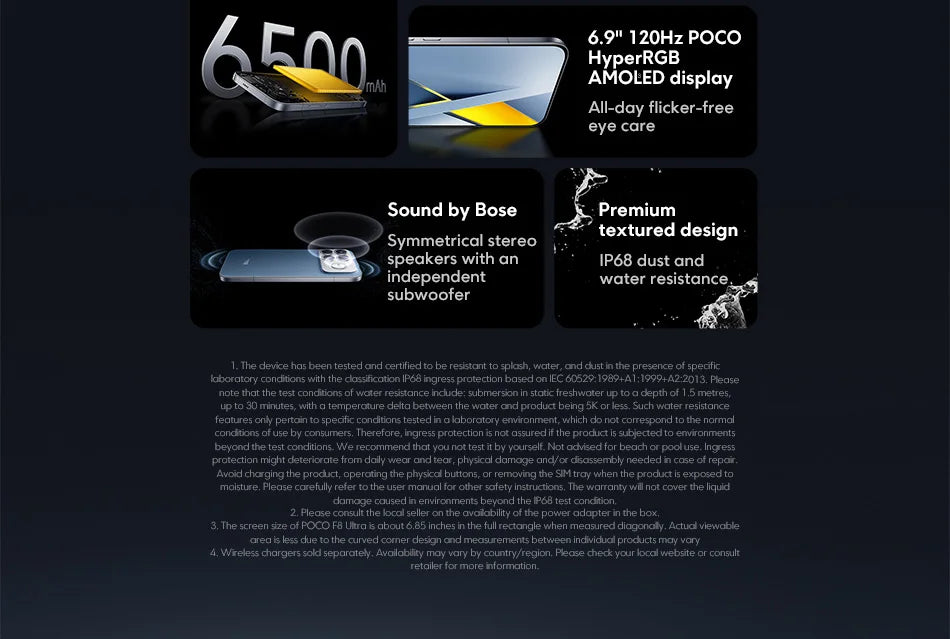POCO F8 Ultra Snapdragon 8 Elite Gen 5 6500mAh 6.9" 120Hz Display AMOLED POCO Hyper RGB con supporto NFC Smartphone