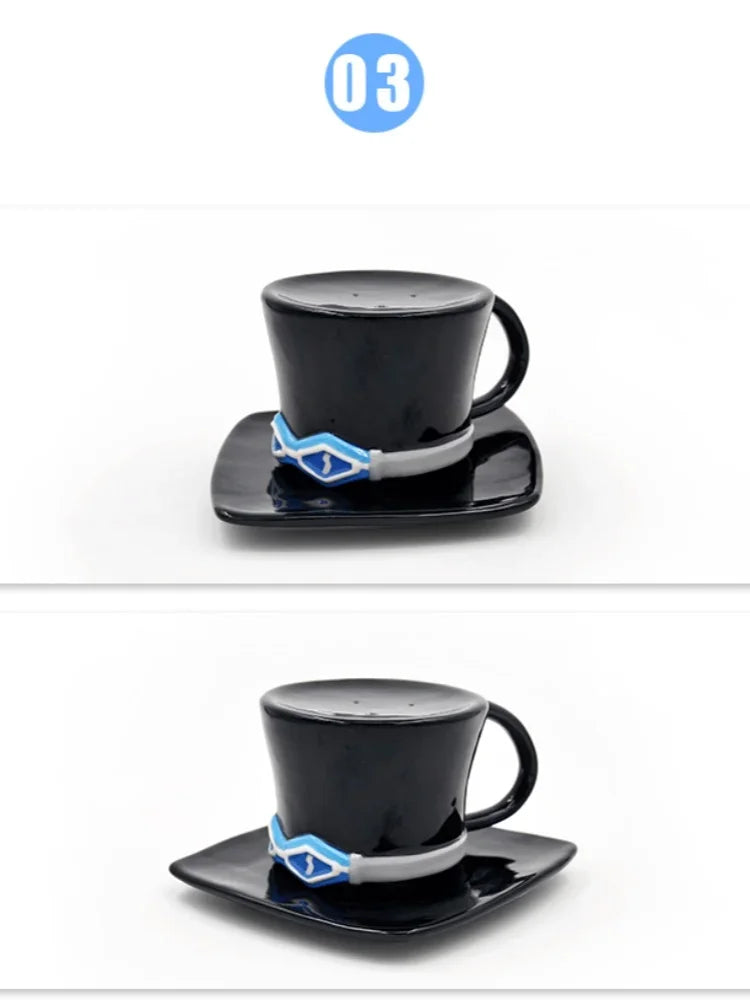 Tazza da caffè e piattino del fumetto Tazze d'acqua a forma di cappello creativo Cosplay Anime Chopper Ace Sabo Tazza in ceramica Piatto da dessert Regali