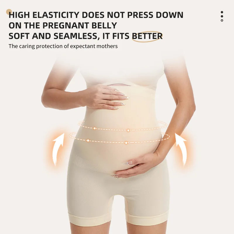 Pantaloni premaman senza cuciture a vita alta Donne incinte Comode mutandine di sicurezza Mutandine da donna Gravidanza Leggings corti Intimo