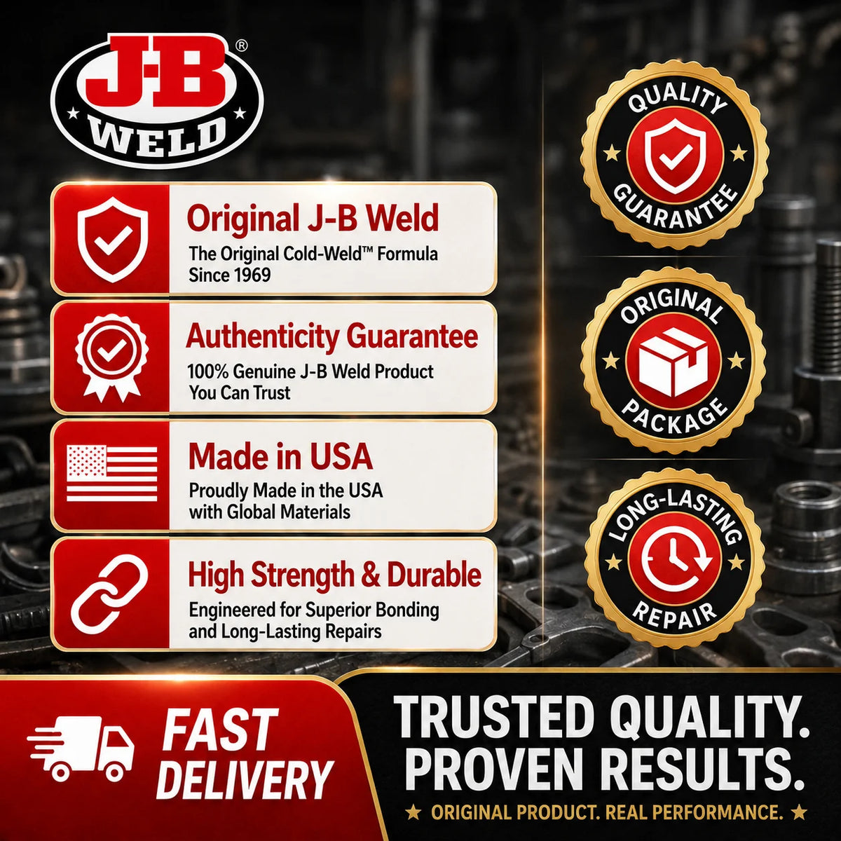 Adesivo Epossidico Bicomponente J-B Weld 8265S per Riparazione Metallo Rinforzato con Acciaio, Colla 2oz in Tubetto Doppio per Auto, Casa e Fai-da-Te