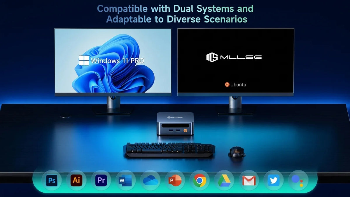MLLSE M4 Mini PC con Processore Intel Core I5-8265U, 16GB RAM DDR4, 480GB SSD, WiFi 5, BT 4.2, Win11, Mini Computer Desktop