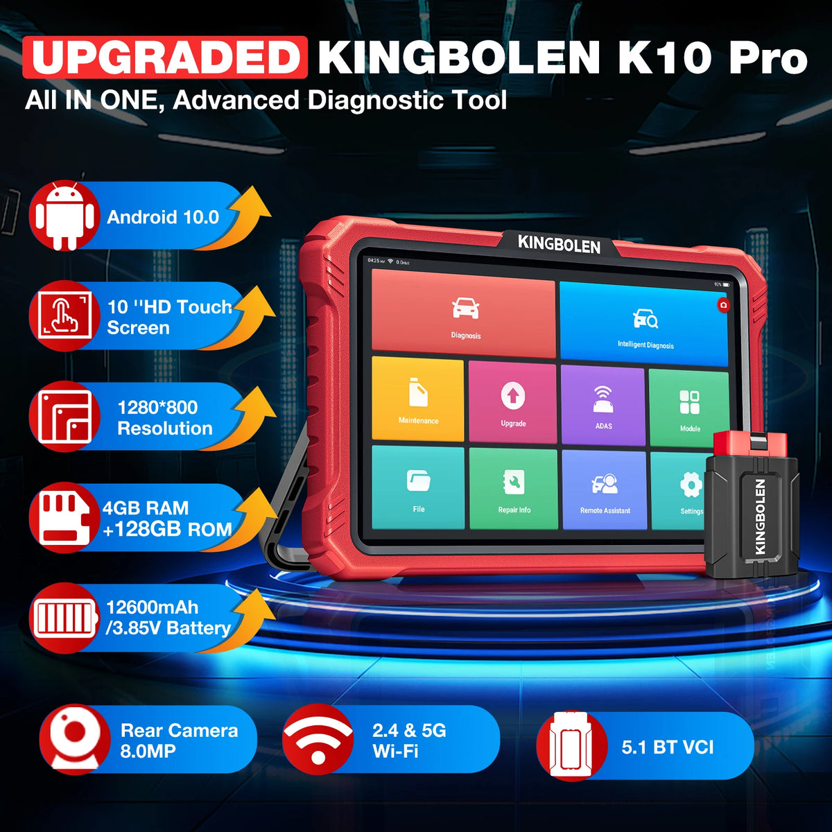 Ultimo Modello 2026 KINGBOLEN K10 PRO/K10 ELITE Strumento Diagnostico con Diagramma Topologico Completo del Sistema, Scanner Auto OBD OBD2 CANFD DOIP, 40+ Funzioni di Reset