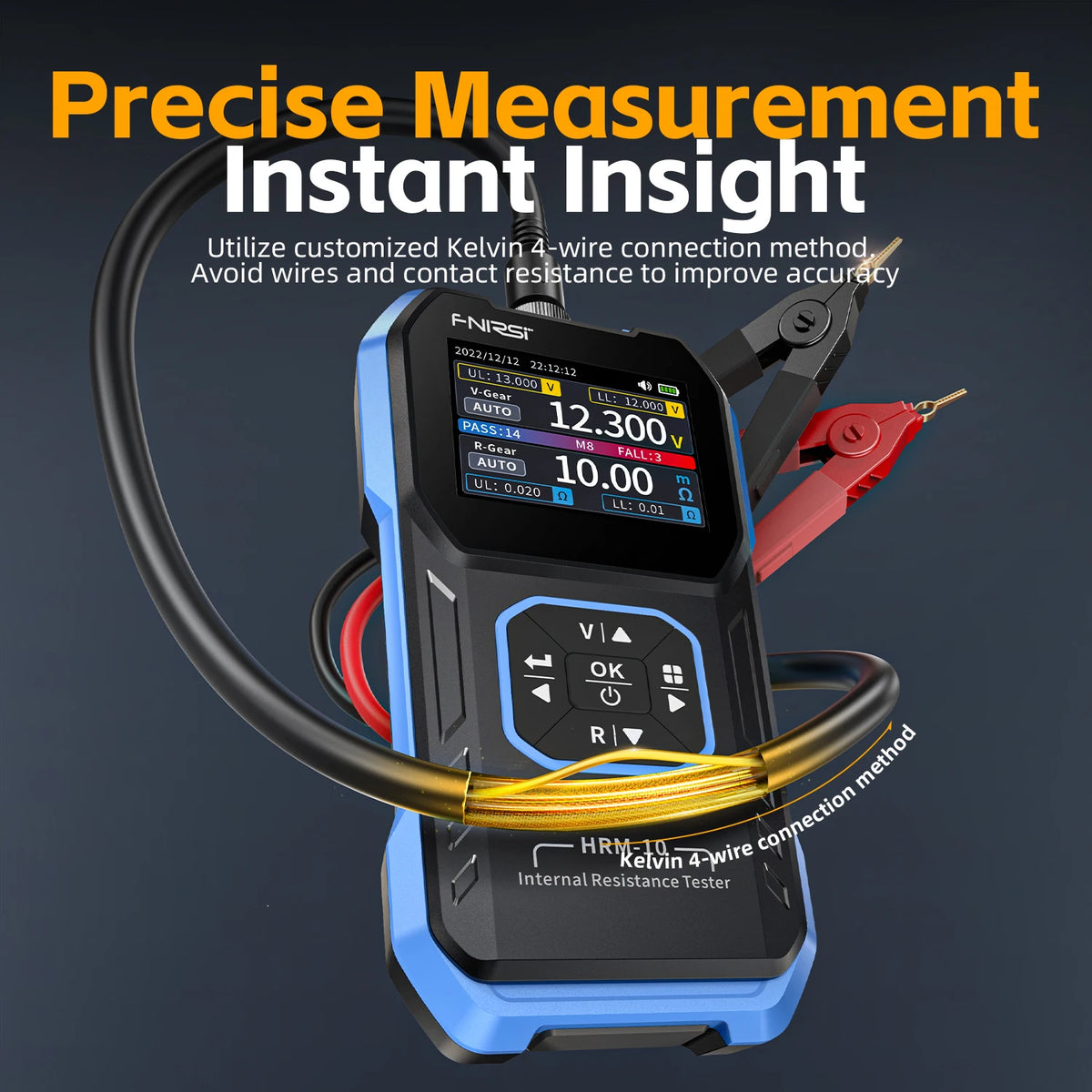 FNIRSI HRM-10 Tester di resistenza interna di tensione della batteria 18650 Tester di condensatori per batterie per auto con piombo al litio acido AC ad alta precisione