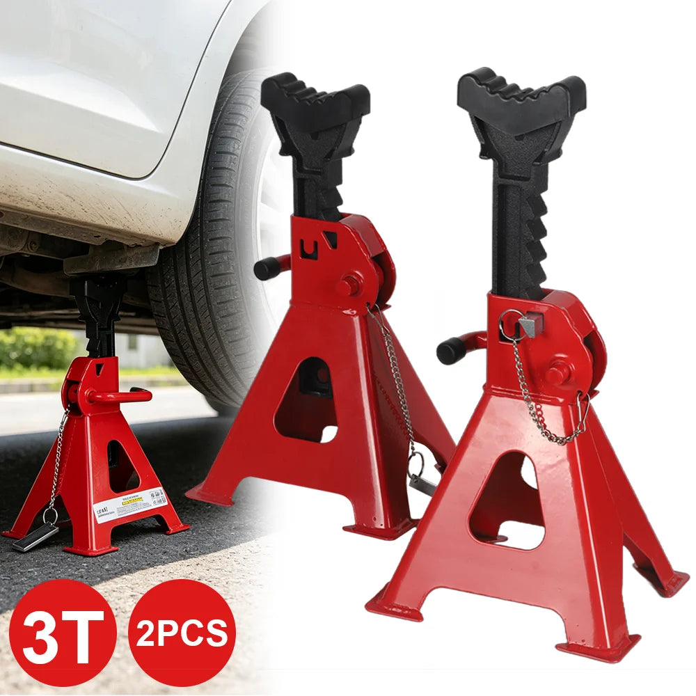2 pezzi Supporto per Assale 3T per Carichi Pesanti in Acciaio Regolabile con Perno di Bloccaggio, Kit di Sicurezza per Riparazione Pneumatici, Strumenti per Manutenzione Auto