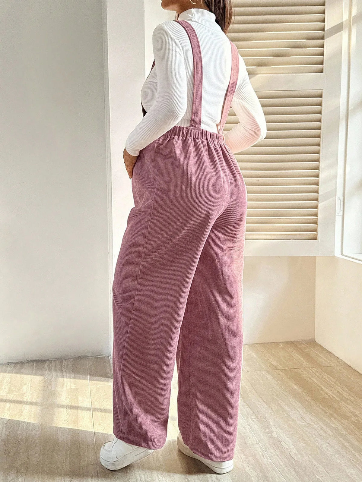 Tuta in Velluto a Coste per Donne in Gravidanza, con Bretelle Regolabili e Gamba Larga, Abbigliamento Casual Primaverile e Autunnale per la Gravidanza