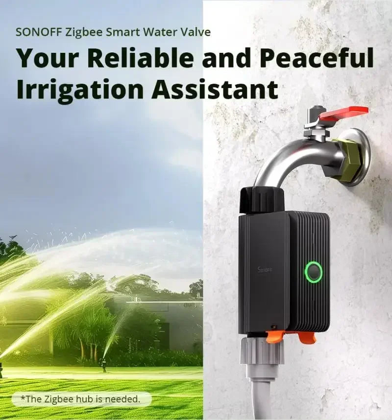 SONOFF SWV SONOFF Valvola dell'Acqua SWV-BSP ZIGBEE, Sistema di Controllo Irrigazione Intelligente, Timer, Controllo Vocale tramite App Google Eweli