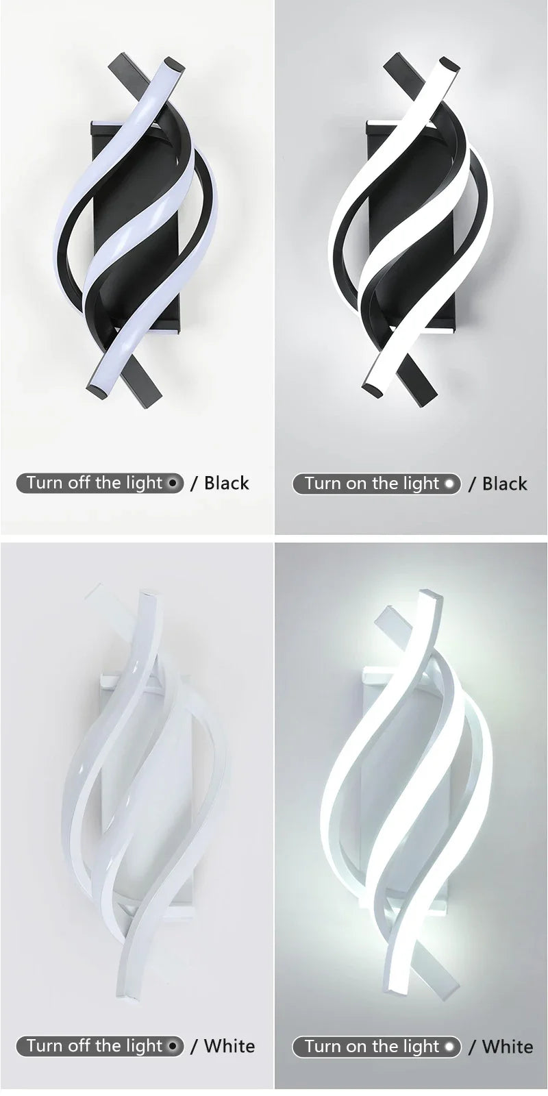 Lampada da parete moderna a LED Linea domestica Decorazione Lampada da parete Soggiorno Sfondo Muro Camera da letto Testiera Illuminazione bianca nera Lustro