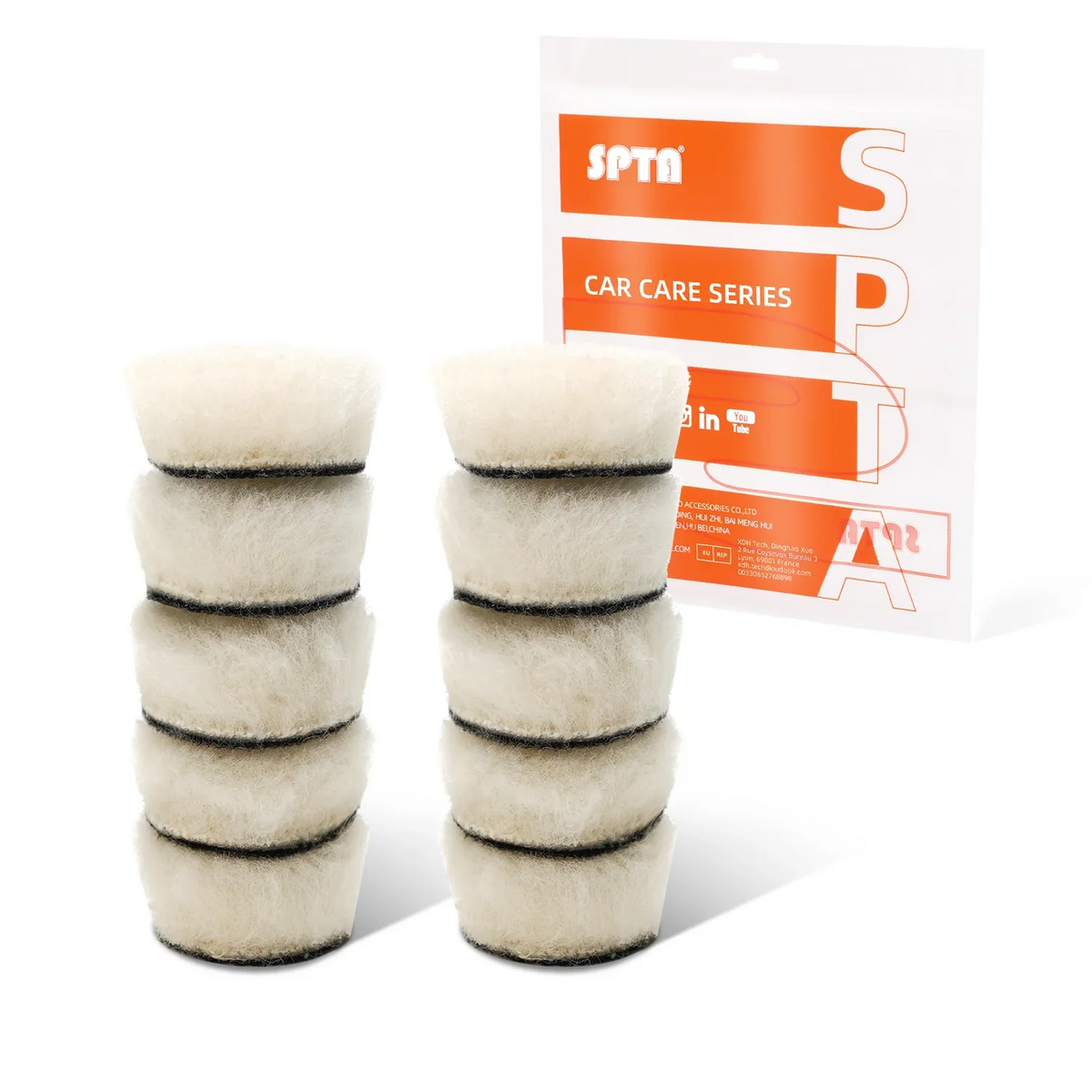 Set di tamponi in lana mini a taglio pesante con pelo lungo bianco SPTA 17mm 27mm 33mm 50mm per lucidatrice auto e detailing