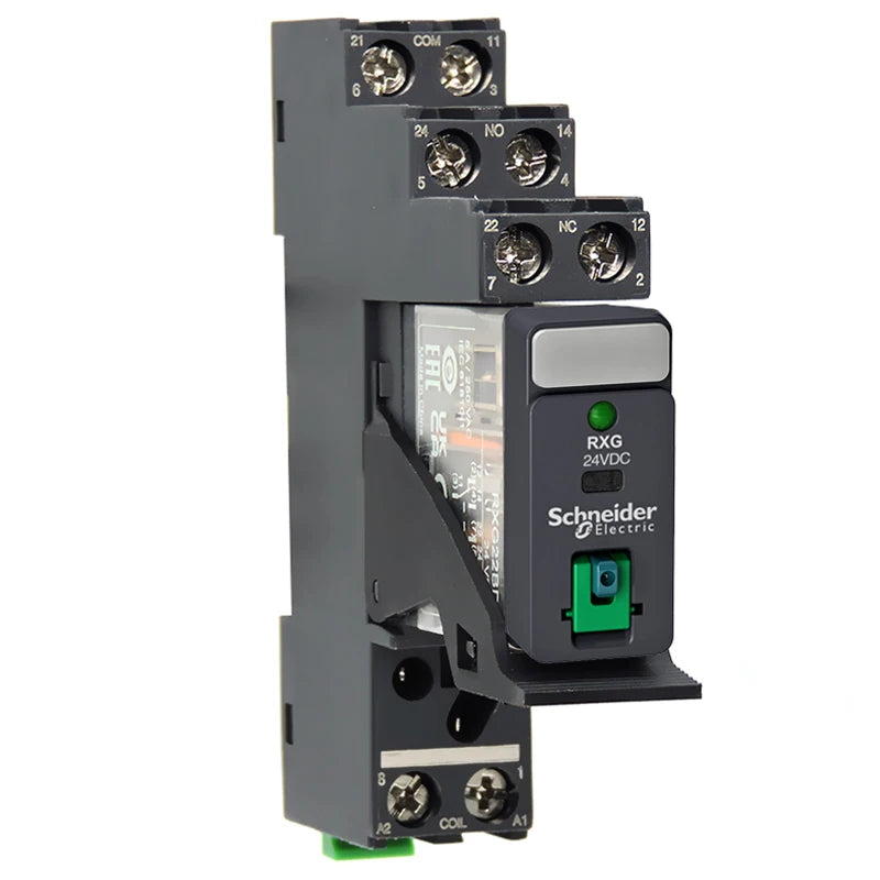 Relè interfaccia Schneider Relè Rxg22bd Rxg23bd Rxg12bd con pulsante di prova Relè Rxg24vdc Base da 8 piedi