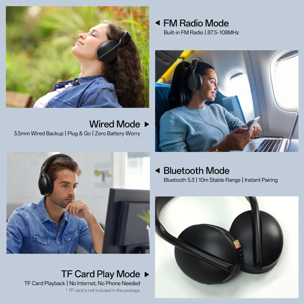 Oneodio SuperEQ S6001 Cuffie Bluetooth Cuffie wireless sopra l'orecchio con modalità Micro SD/Scheda TF/Radio FM Cuffie HiFi stereo
