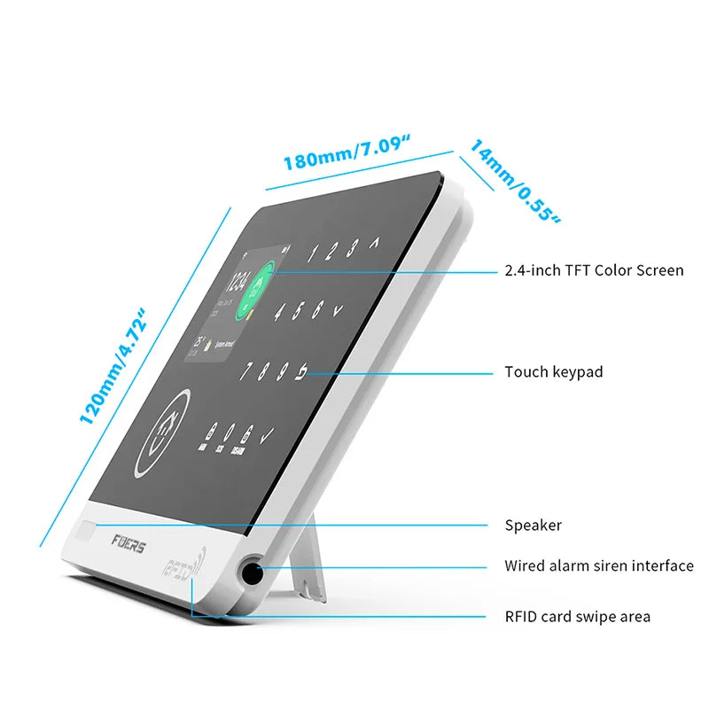 FUERS Sistema di allarme Smart Home WIFI GSM Allarme di sicurezza Host Ant-furto con sensore di movimento porta Tuya Smart App controllo lavoro Alexa