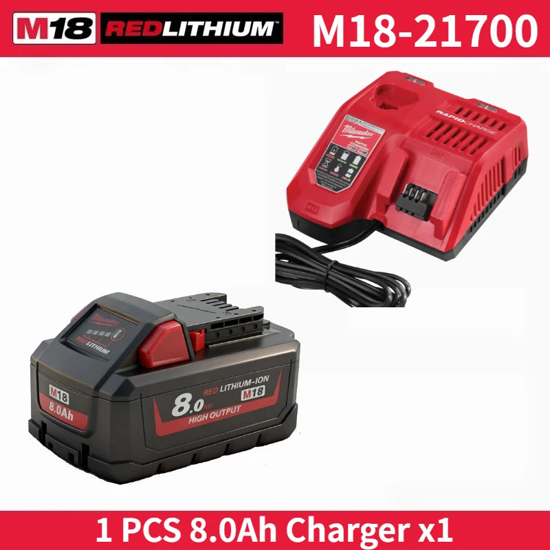 Nuova Batteria Milwaukee M18 8.0Ah ad Alta Potenza 18V Ricaricabile agli Ioni di Litio per Utensili Elettrici Cordless Milwaukee M18 Batteria 8Ah