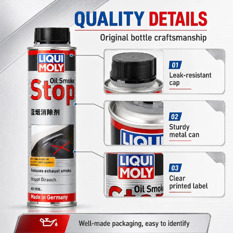 LIQUI MOLY 8901 Oil Smoke Stop 300ml Additivo per Olio Motore Riduttore di Fumo Blu per Motori a Benzina e Diesel