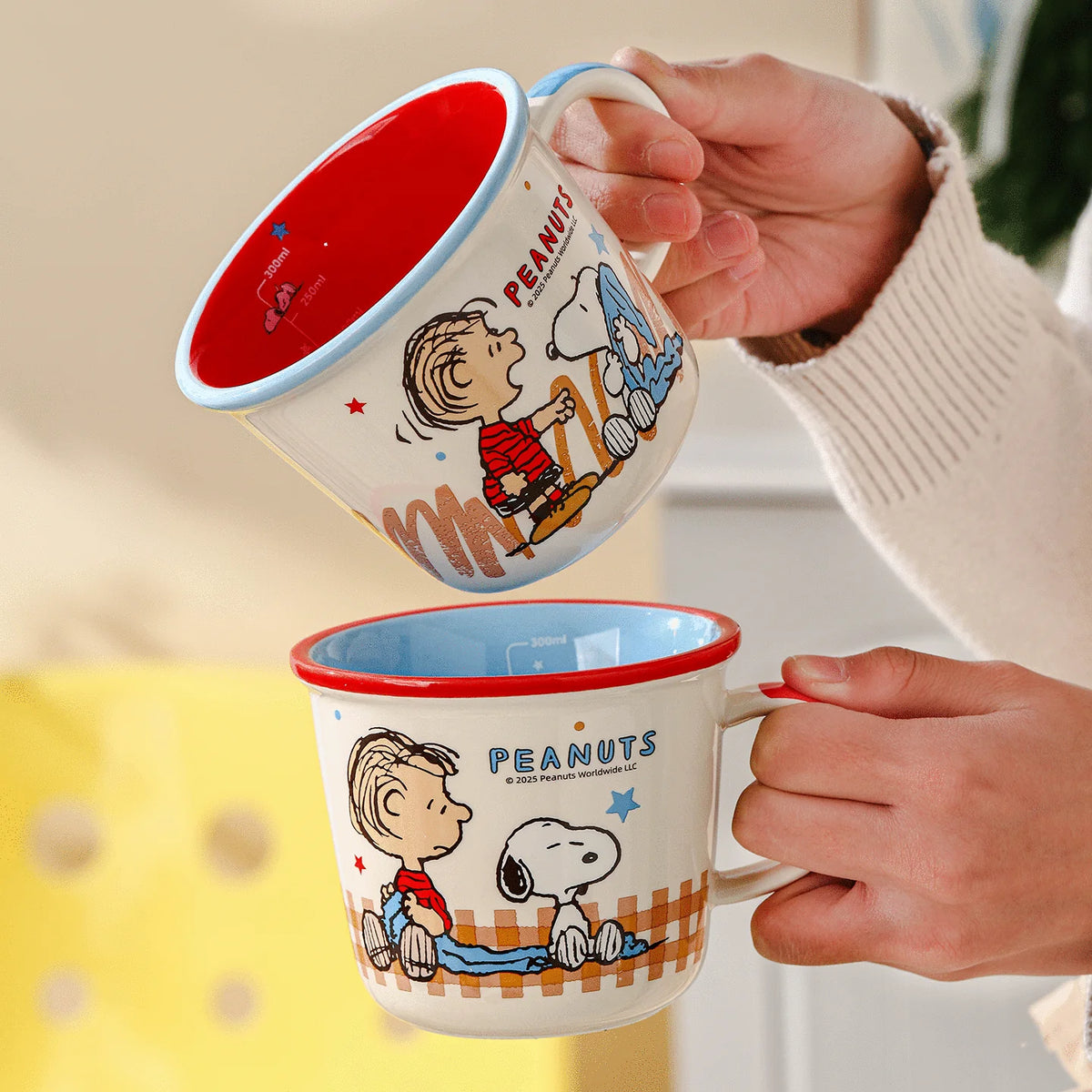 Set di Tazze in Ceramica Colorata da 340Ml con Snoopy, Design Carino con Manico, Bellissima Tazza per Caffè e Acqua per Casa e Ufficio, Regalo di Compleanno per Bambini