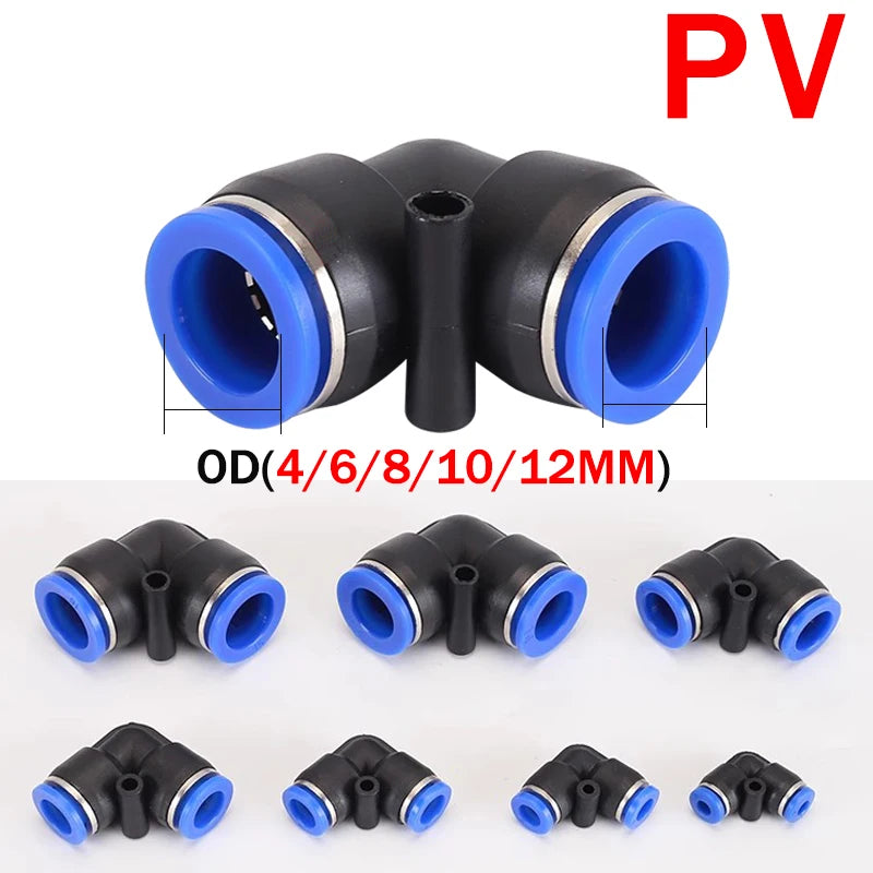10PCS Raccordo rapido pneumatico PV Gomito da 90 gradi in plastica 4mm 6mm 8mm 10mm Parti dell'aria Tubo Push In Water Connettore rapido