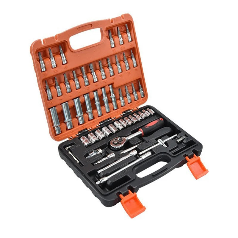 Set di chiavi a bussola SAE per carichi pesanti da 53/150 pezzi, kit di attrezzi per meccanica professionale - Strumenti di riparazione di emergenza per garage e strada