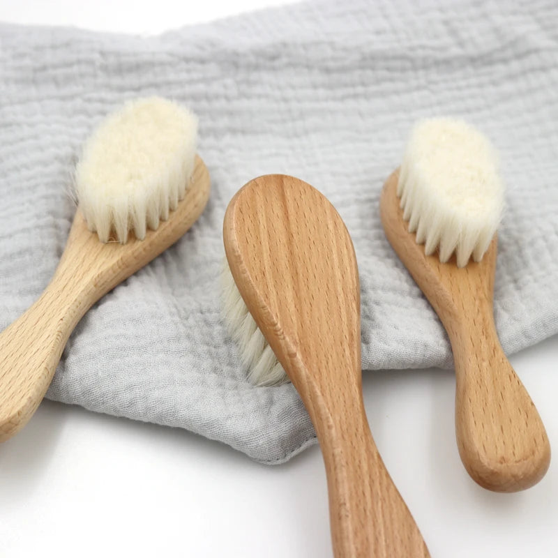 Set di 2 pettini e spazzole per la cura del bambino, set regalo con pettine e spazzola in legno di faggio TG183