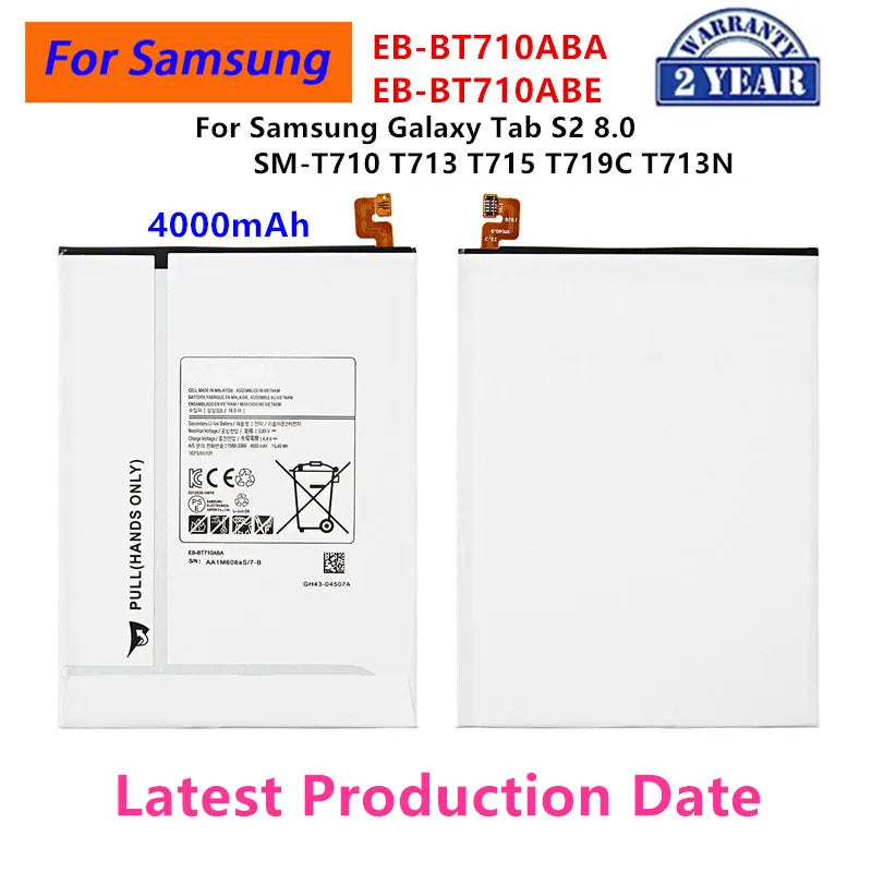 Nuovissimo Tablet EB-BT710ABA EB-BT710ABE 4000mAh batteria per Samsung Galaxy Tab S2 8.0 SM-T710 T713 T715 T719C T713N