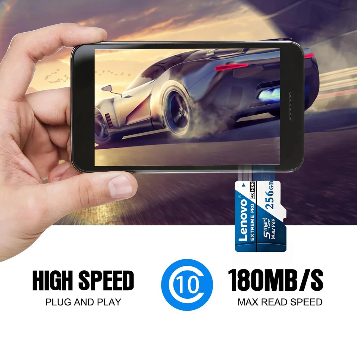 Scheda Micro SD Lenovo 1TB Extreme Pro, scheda di memoria ad alta velocità U3 V60 4K Full HD, 128GB, 256GB, 512GB, schede TF Flash per smartphone e droni.