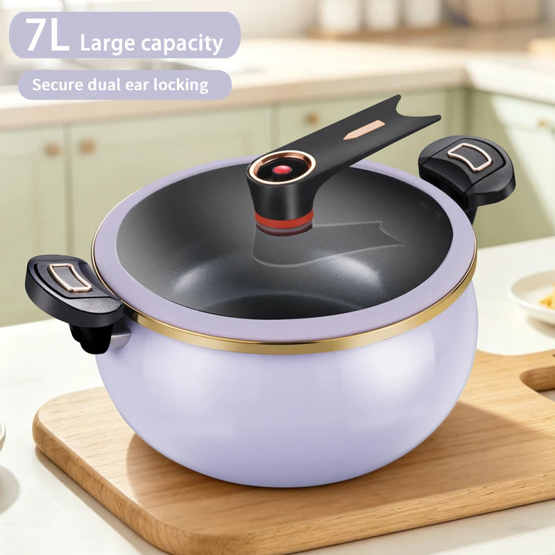 1 pentola a pressione Fat Daddy, capacità di 7 litri, 26 cm, adatta all’uso domestico, pentola multifunzionale antiaderente per stufati e zuppe, compatibile con piani cottura a induzione e fornelli a gas.