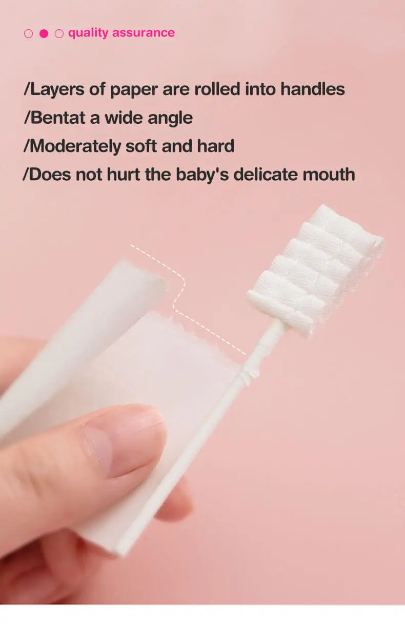 MAMIJOY 30/60pcs Bastone per la pulizia orale del bambino Detergente usa e getta Denti al latte Garza Spazzolino da denti Lavaggio della lingua del bambino Igiene orale neonato