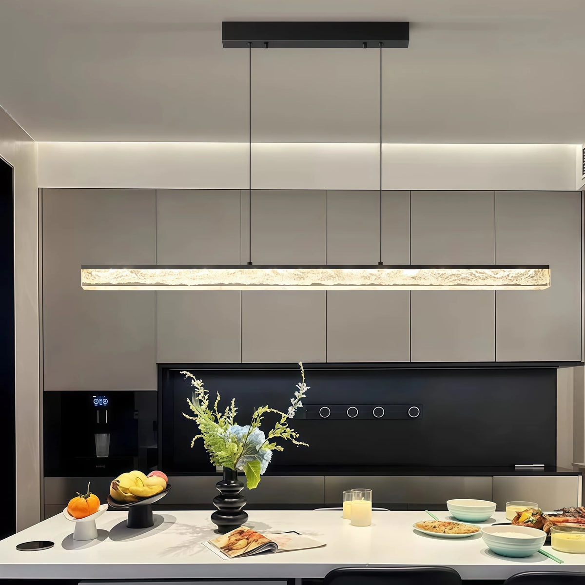 Lampadario a Soffitto Minimalista, Lampada a Sospensione di Lusso per la Casa, Luce Pendente in Acrilico con Telecomando e Dimmer, Lampada da Soffitto