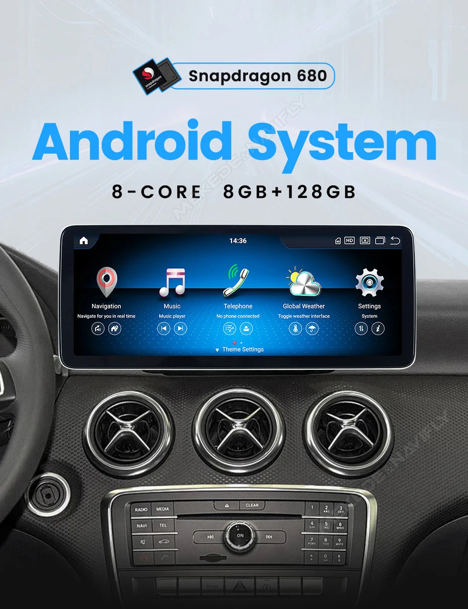 MEKEDE 10.25/12.3” QLED Snapdragon 4G Wireless CarPlay Auto per Mercedes Benz Classe C W205 S205 2014-2018 Lettore multimediale per auto