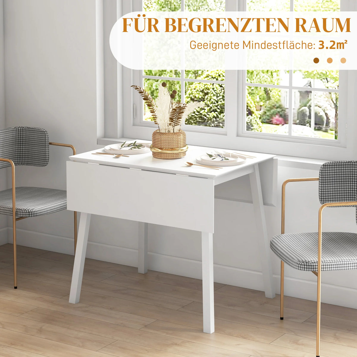 Tavolo da Pranzo Pieghevole, Tavolo da Cucina, 2 Superfici Pieghevoli, 110 X 86 X 75 Cm, Bianco