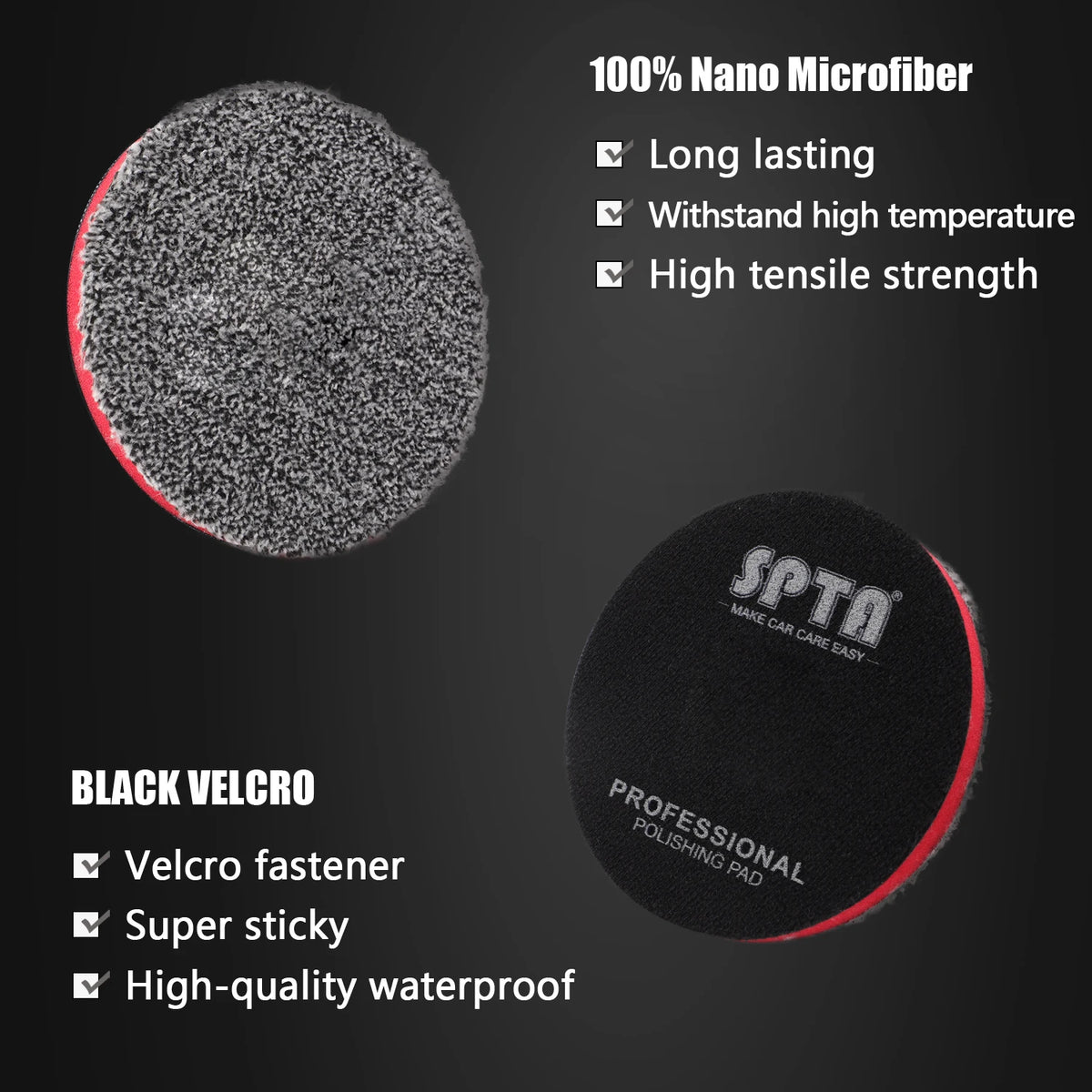 SPTA1PC 1"(25mm) 2"(50mm) 3"(80mm) 5"(125mm) 6"(150mm) Cuscinetti da taglio in microfibra per ceratura Lucidatura Rimozione del vortice dei graffi
