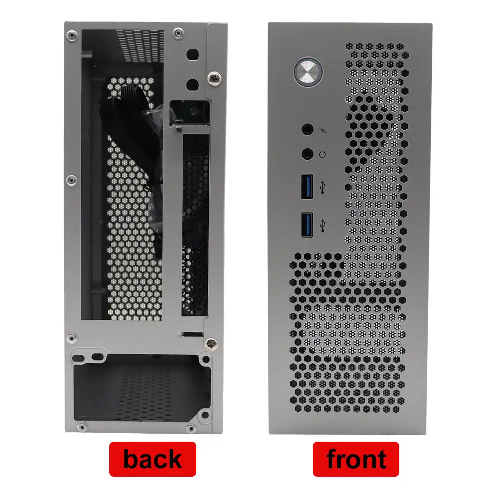 Custodia per computer Mini ITX HTPC USB 3.0 Supporta schede madri ITX Può contenere piccole alimentatori 1U/Flex Custodia per computer di casa Nera