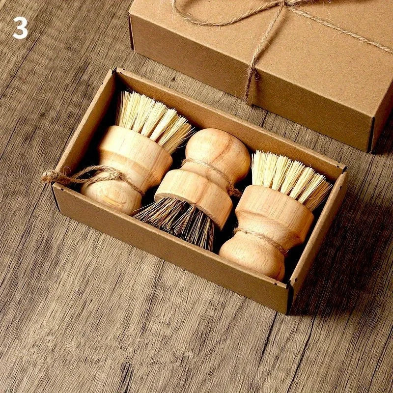 Spazzola per Lavaggio Piatti Naturale con Manico in Legno, Spazzola per Pentole in Corda Anti-Impronta d'Olio, Accessori per Pulizia in Sisal e Cocco Naturale