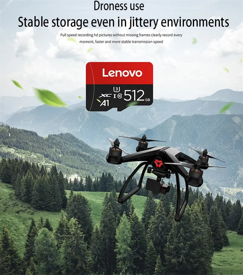 Scheda TF Lenovo ad Alta Velocità 512GB per Videosorveglianza, Micro SD 128GB 1TB, Scheda di Memoria ad Alta Durabilità Classe 10 U3 per Telecamera CCTV e Dashcam