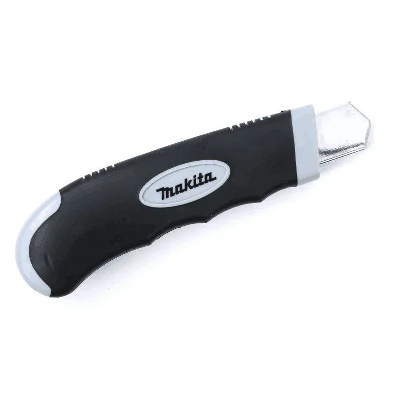 Coltello multiuso Makita con lame a scatto, caricamento facile, lame extra retrattili, impugnatura comoda in gomma, strumento manuale combinato completo